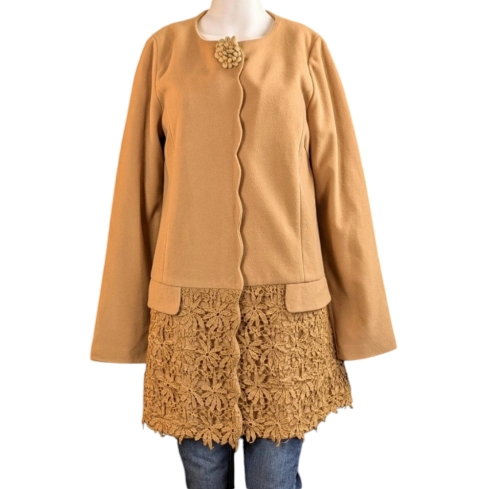 A'Reve Luxurious Feminine Lace Trim Pea Coat, New With Tags